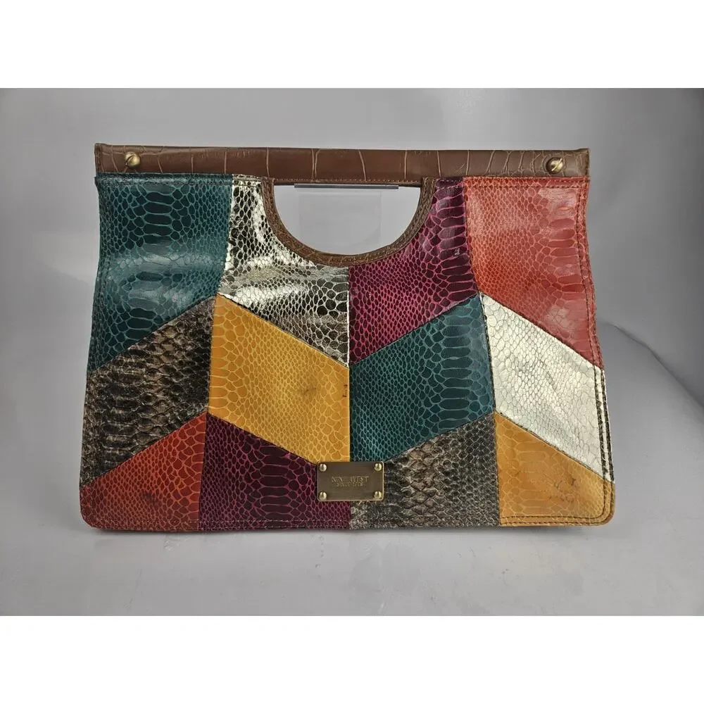 Vintage Maximalist Nine West PU Leather Patchwork Bag - Picture 1 of 10